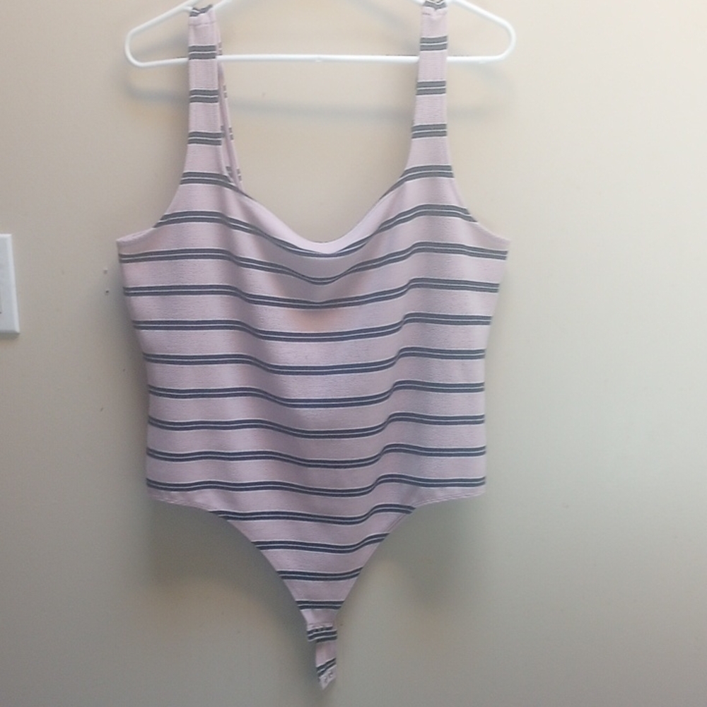 Striped Pink and Gray Kids One Piece